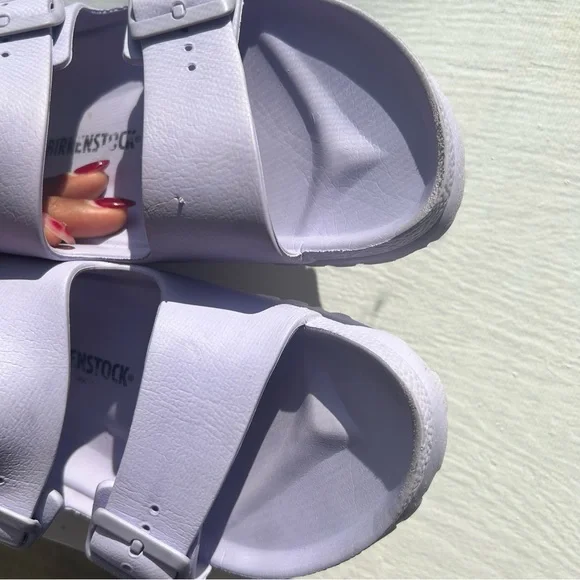 Birkenstock EVA Arizona Two Strap Waterproof Slide Sandal - Purple Fog, Size 10 - Picture 4 of 9
